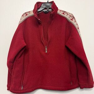 Woolrich Snowflake Holiday Scarlet Fleece Womens Large Quarter-Zip Jacket
